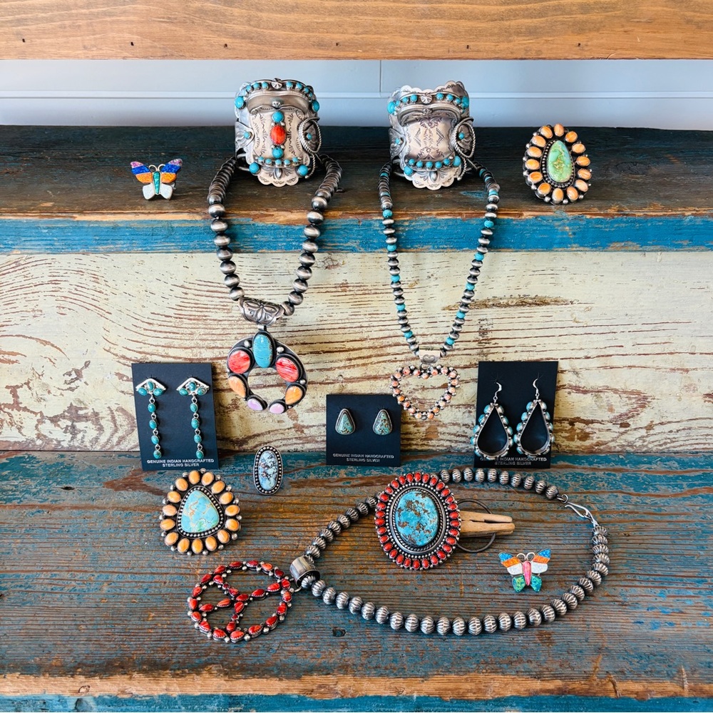 ♥️ Navajo ♥️ Dustin Francisco Sterling Silver & #8 Turquoise Stud Earrings - Picture 9 of 10